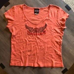 Women’s Peach / Salmon Harley-Davidson Medium Fitted Tee Shirt